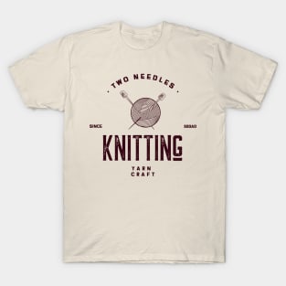 Two Needles Knitting Yarn Craft T-Shirt